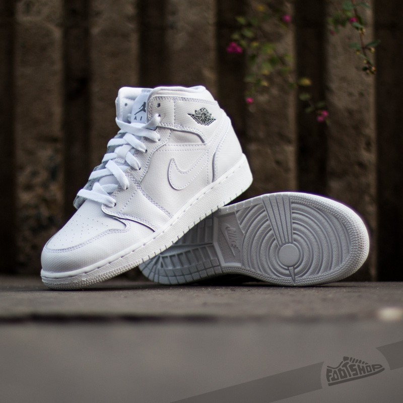 Scarpe uomo Air Jordan 1 Mid White Cool Grey White Footshop