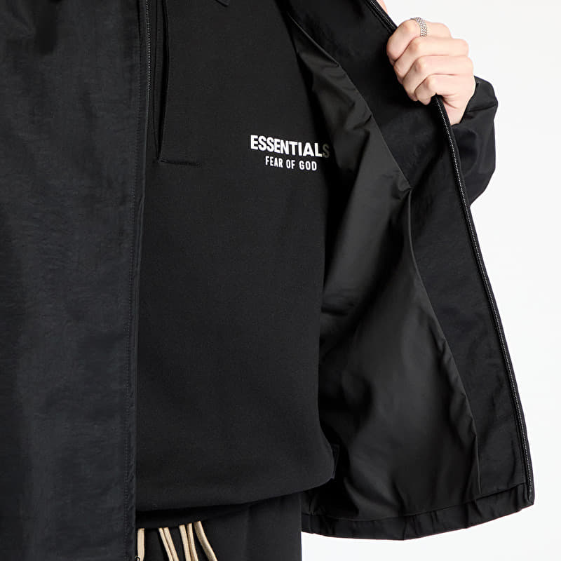 Fear Of God ESSENTIALS Textured Nylon Trucker Jacket Black | Footshop