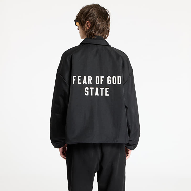 Fear Of God ESSENTIALS Textured Nylon Trucker Jacket Black | Footshop