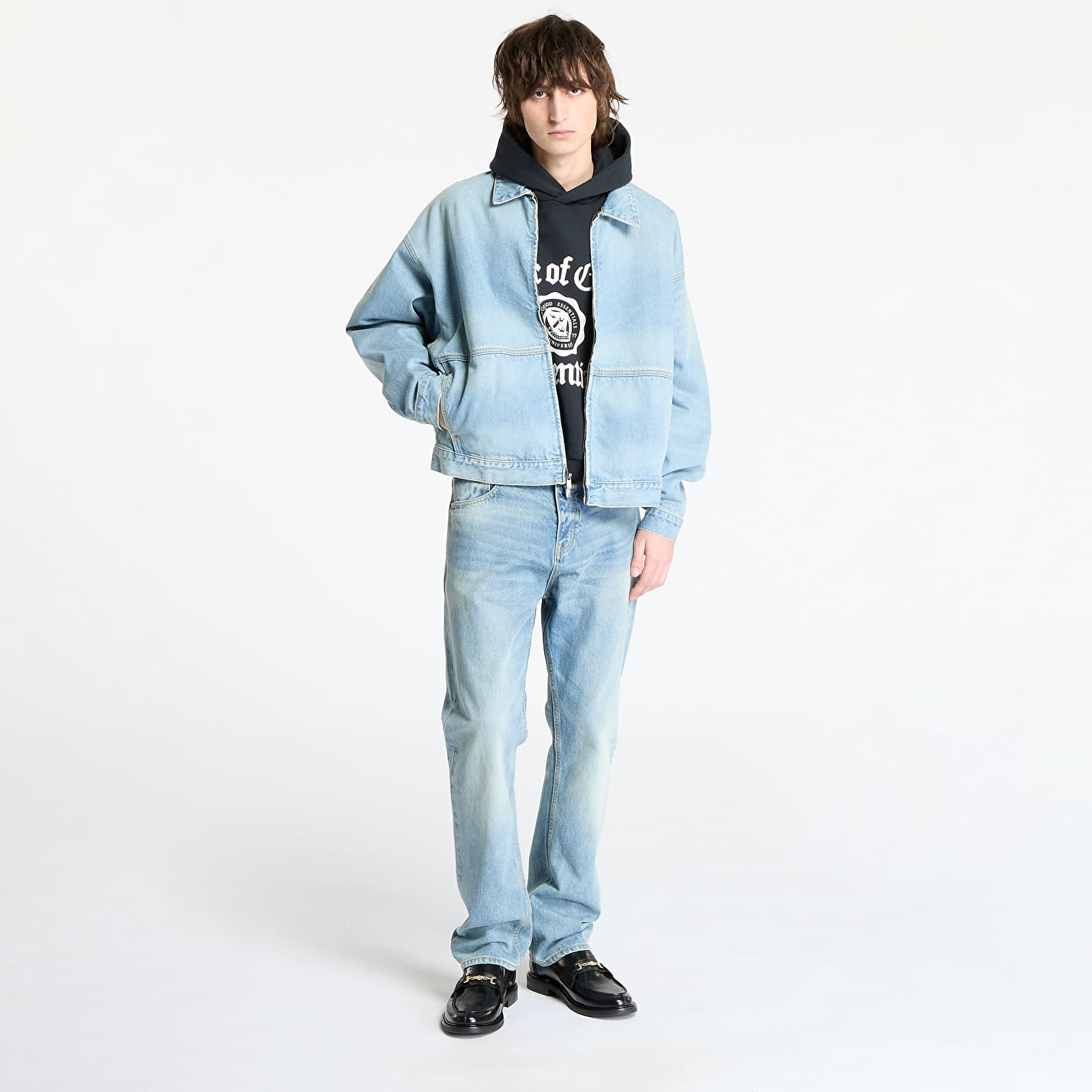 Casacos Fear Of God ESSENTIALS Denim Trucker Jacket Vintage Blue