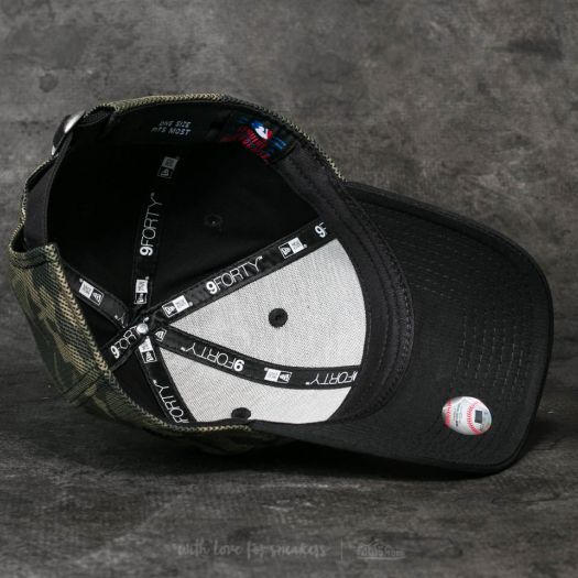 Casquette Courbée Noire Ajustable Avec Logo Vert 9FORTY Outline New York Yankees Mlb New Era