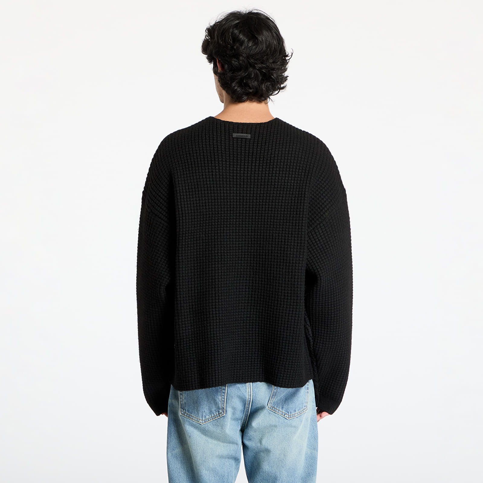 Pleteni puloverji  Fear Of God ESSENTIALS Heavy Waffle Crewneck Sweater Black
