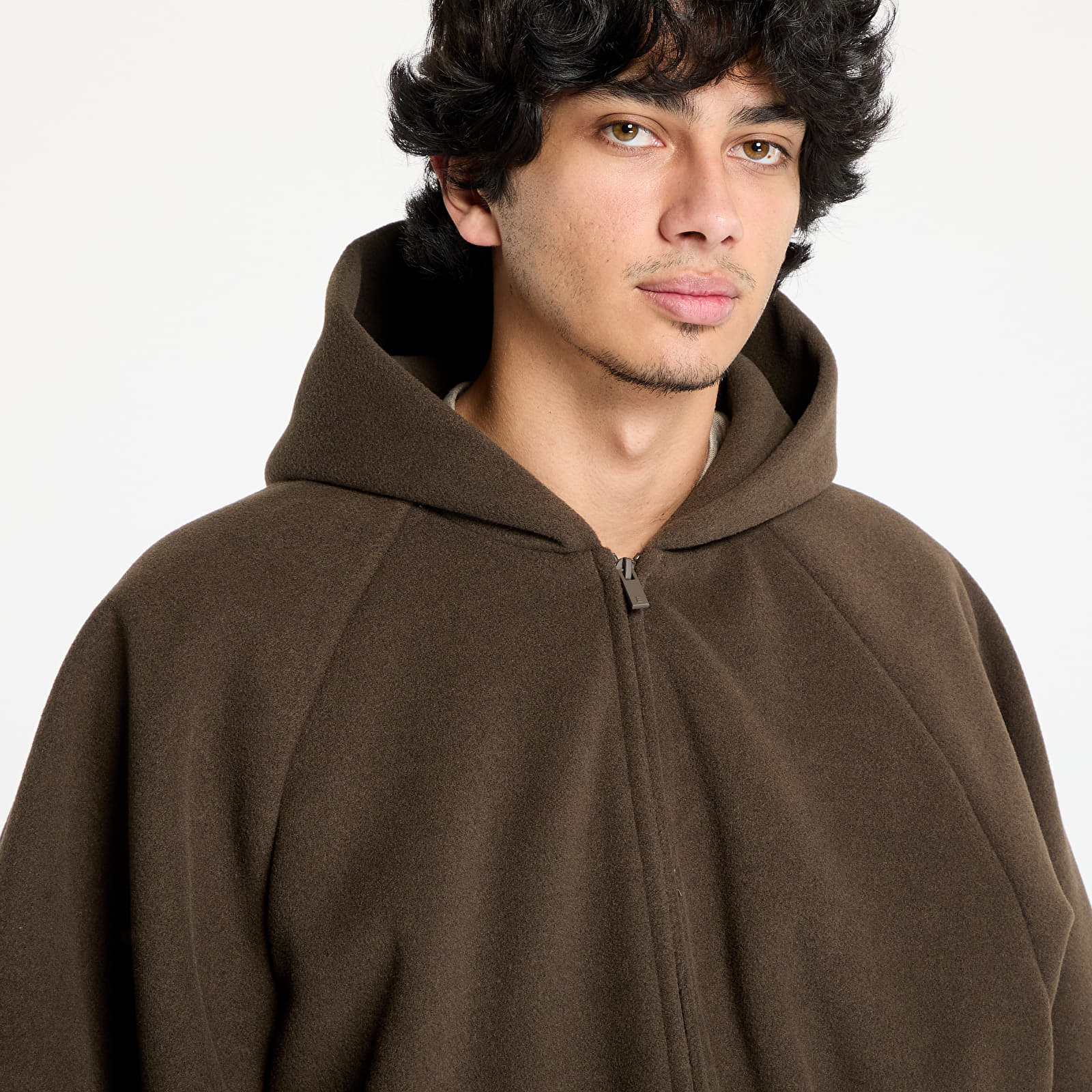 Jacken Fear Of God ESSENTIALS Brushed Hooded Bomber Brown