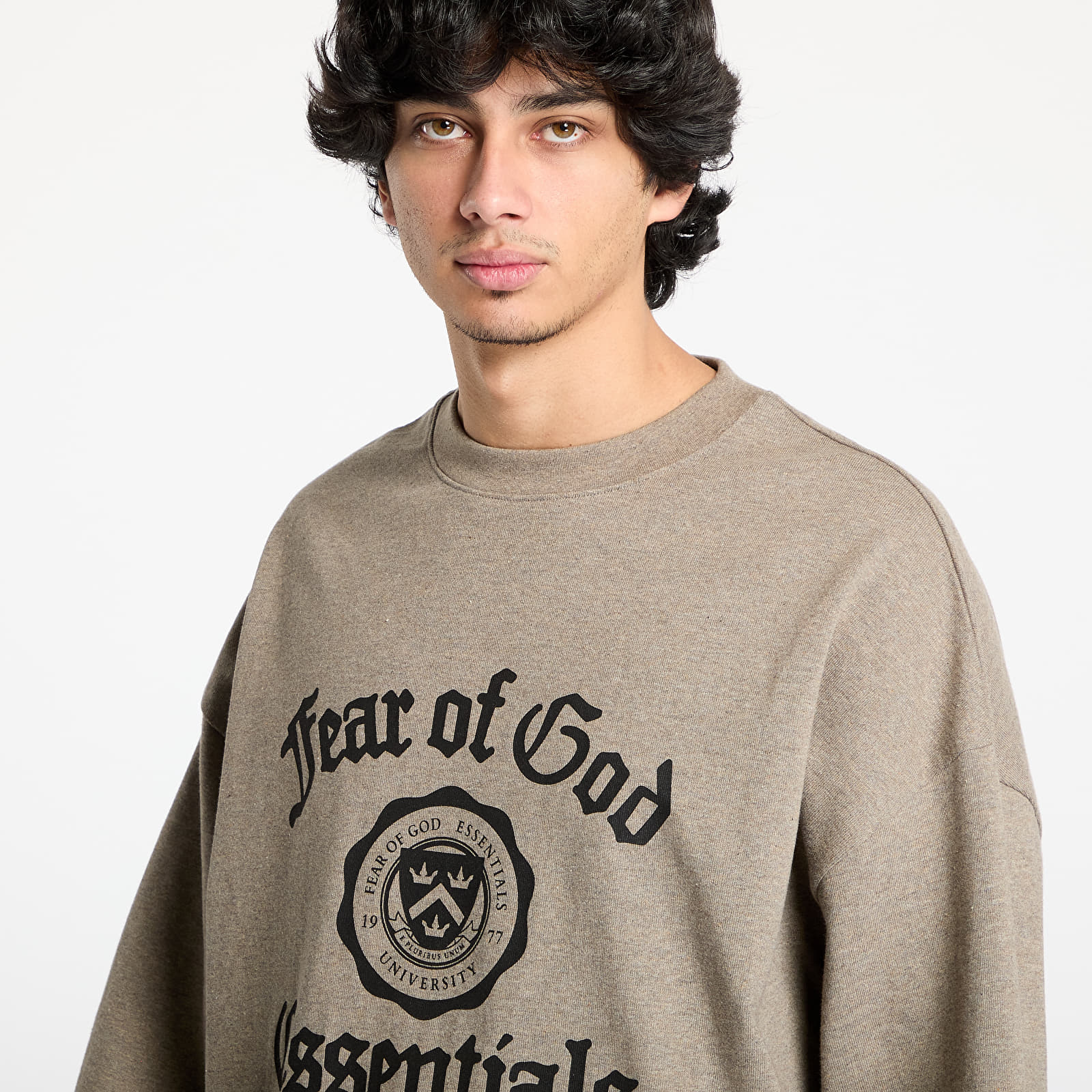 T-Shirts Fear Of God ESSENTIALS Heavy Longsleeve Tee Heather Gray