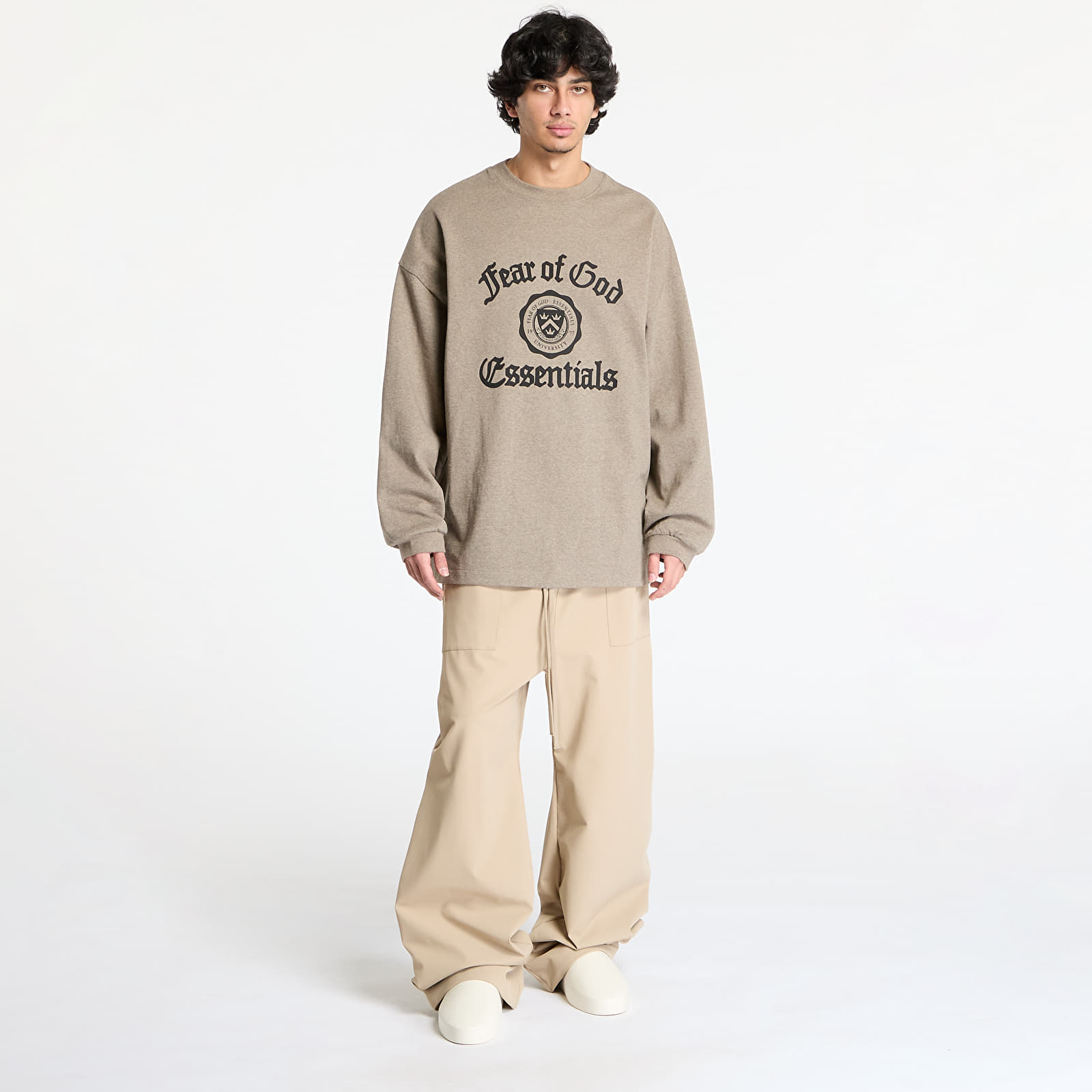 T-Shirts Fear Of God ESSENTIALS Heavy Longsleeve Tee Heather Gray