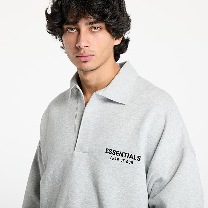 Fear Of God ESSENTIALS Fleece Polo Sweatshirt Light Heather Gray