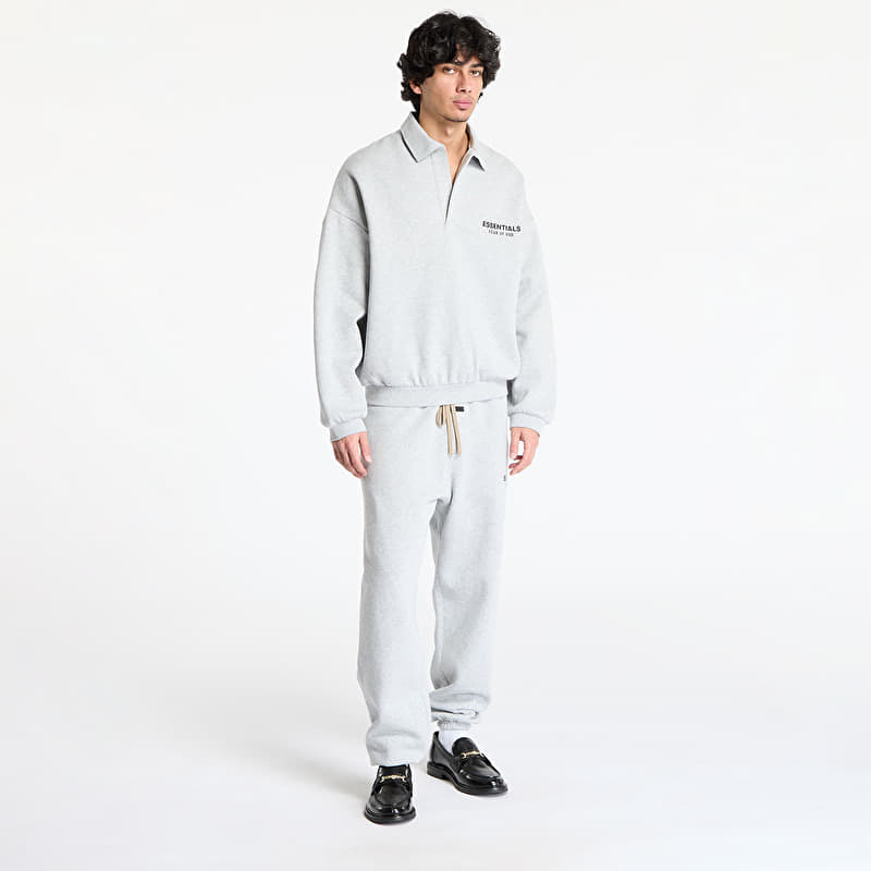 Fear Of God ESSENTIALS Fleece Polo Sweatshirt Light Heather Gray