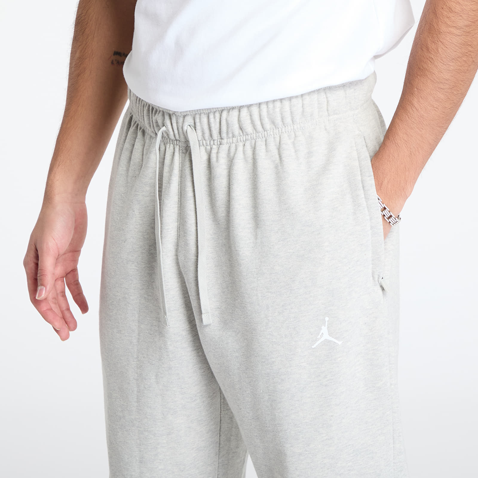 Tepláky Jordan Sport Crossover Men's Dri-FIT Fleece Pants Grey Heather/ White