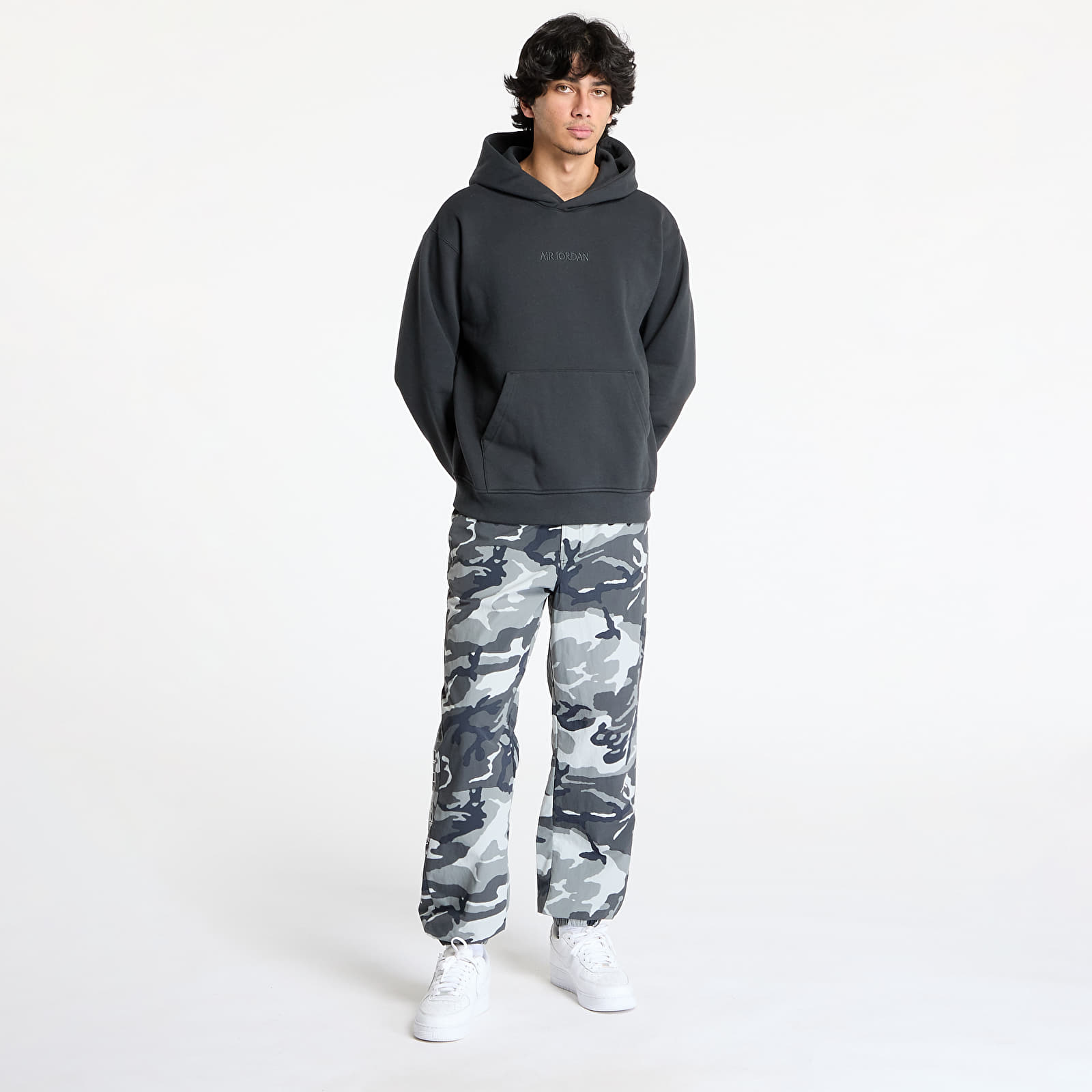 Hanorace Air Jordan Wordmark Men's Fleece Pullover Hoodie Off Noir