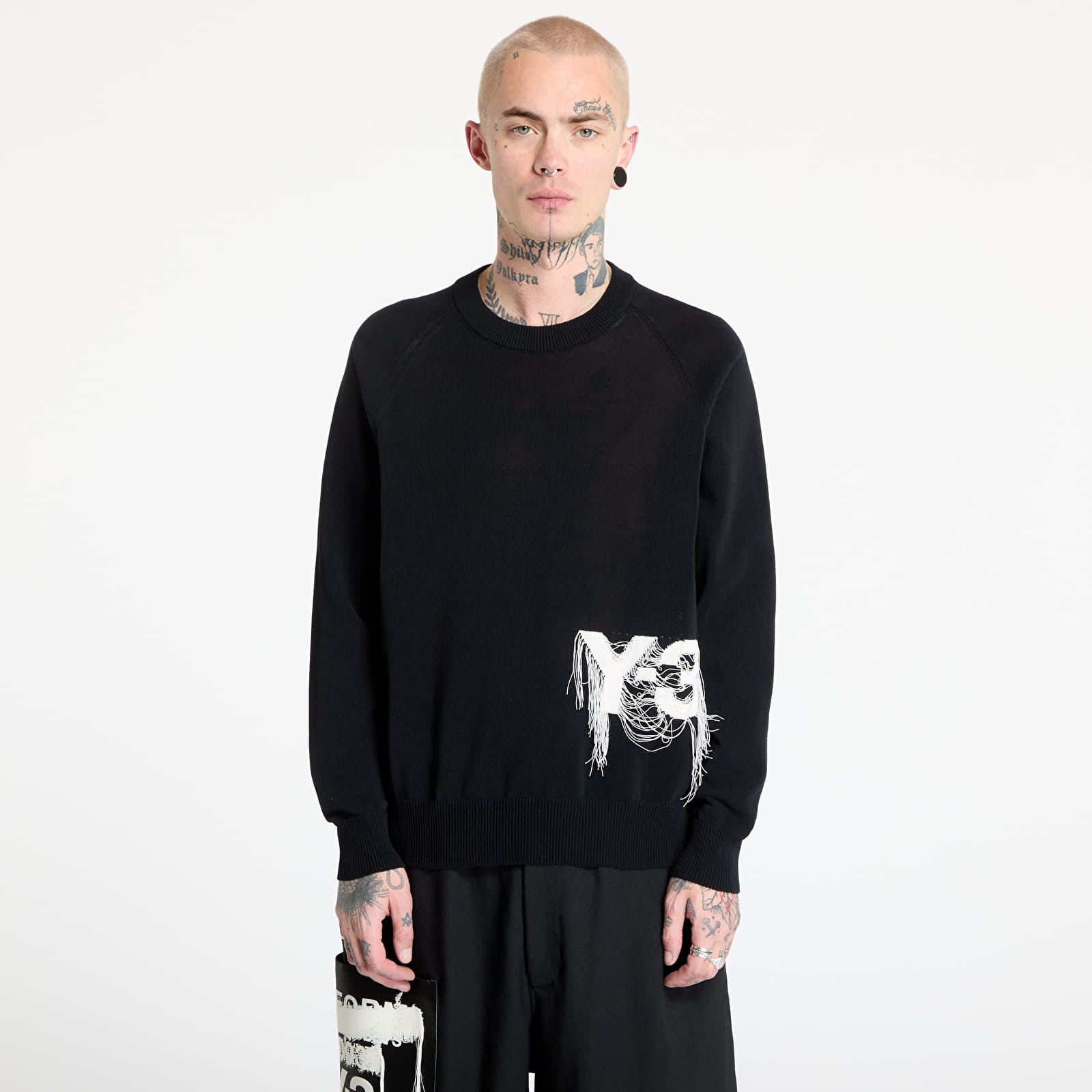 Svetry Y-3 Logo Knit Crew Sweatshirt UNISEX Black
