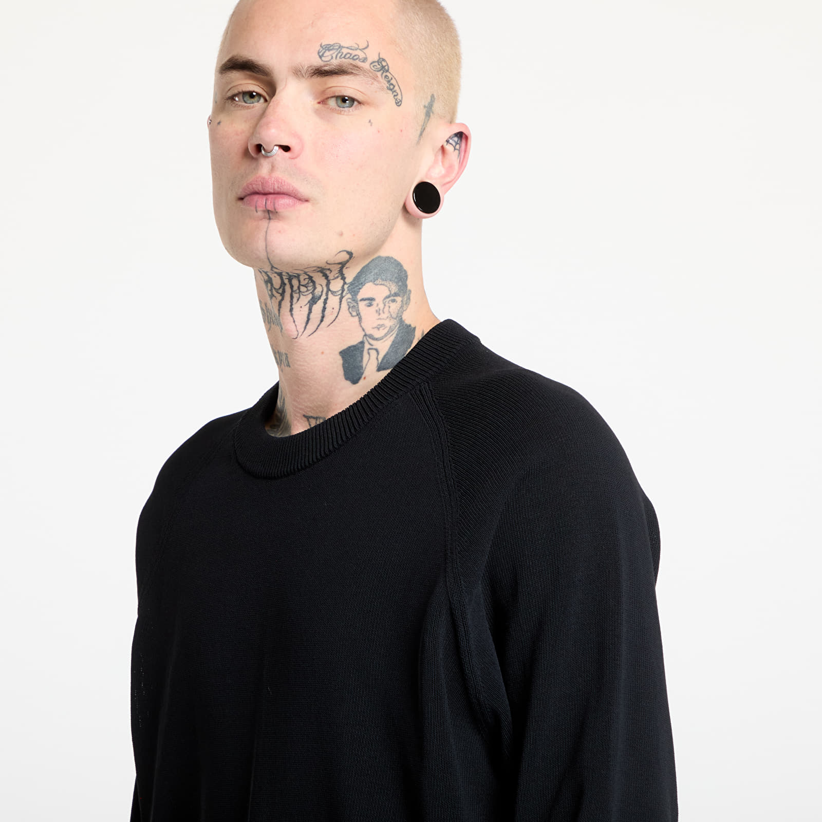 Svetry Y-3 Logo Knit Crew Sweatshirt UNISEX Black