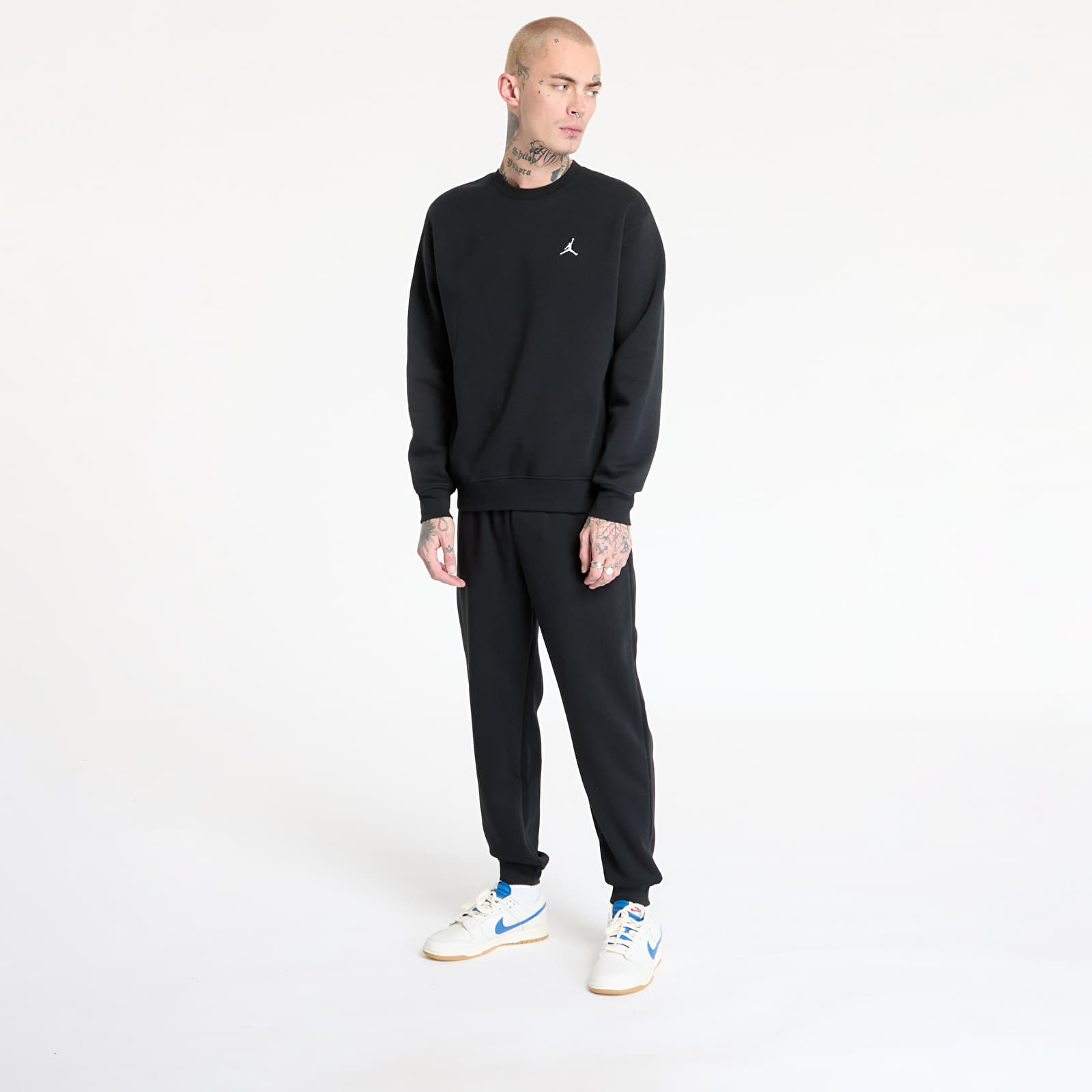 Bluzy Jordan Brooklyn Fleece Men's Crew-Neck Sweatshirt Black/ White