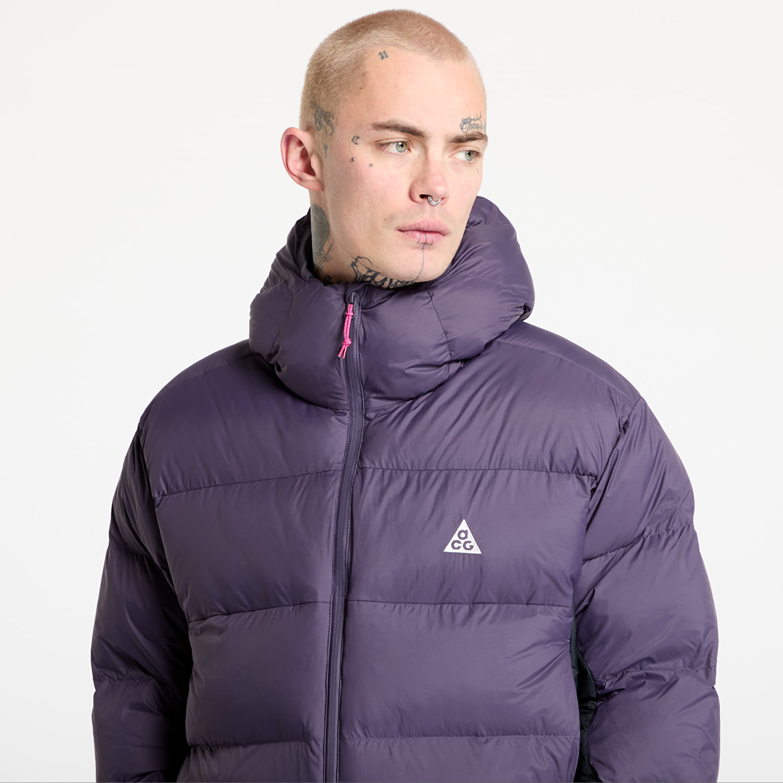 Jacken Nike ACG "Lunar Lake" Puffer Men's Therma-FIT ADV Loose Hooded Jacket Dark Raisin/ Black/ Summit White