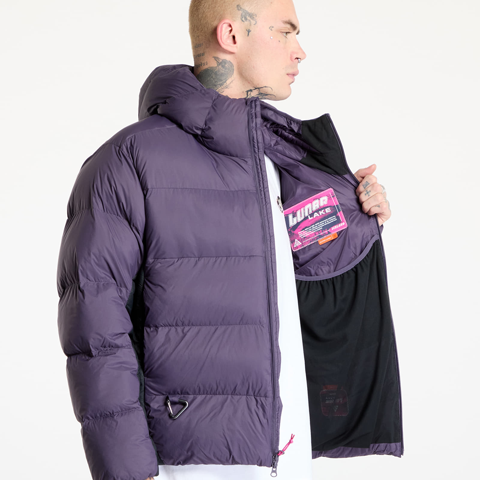 Jacken Nike ACG "Lunar Lake" Puffer Men's Therma-FIT ADV Loose Hooded Jacket Dark Raisin/ Black/ Summit White
