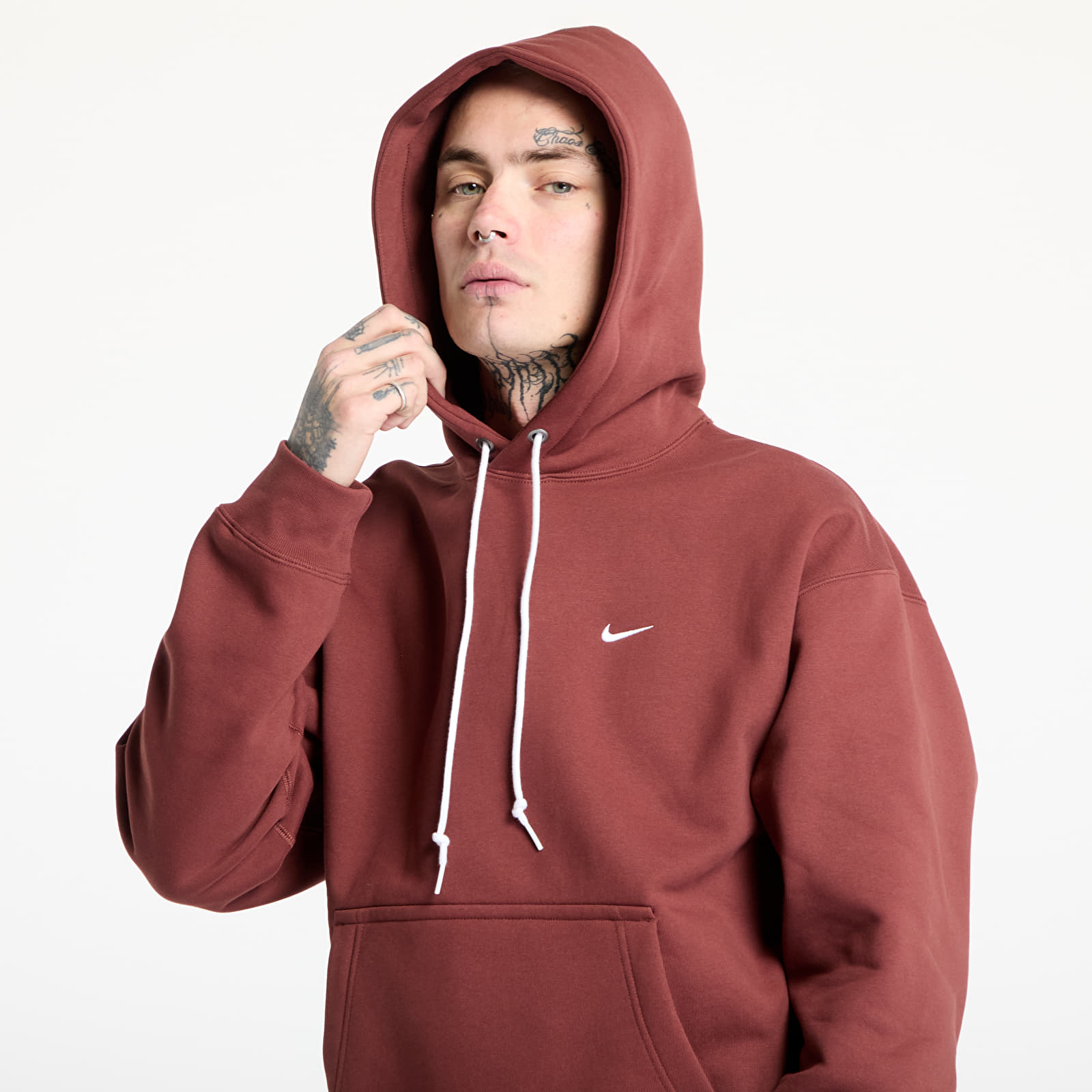 Bluzy Nike Solo Swoosh Men's Fleece Pullover Hoodie Dark Pony/ White
