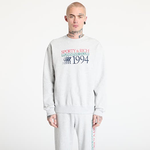 Sporty & Rich Finish Line Crewneck UNISEX Heather Gray/ Lava/ Alpine/ Navy
