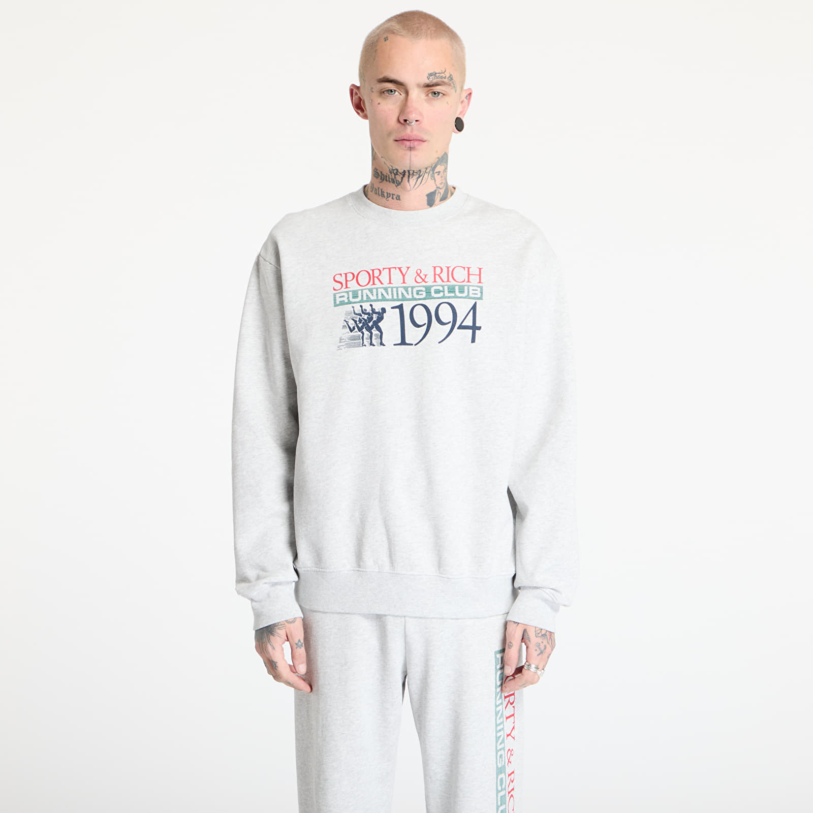 Hoodies and sweatshirts  Sporty & Rich Finish Line Crewneck UNISEX Heather Gray/ Lava/ Alpine/ Navy