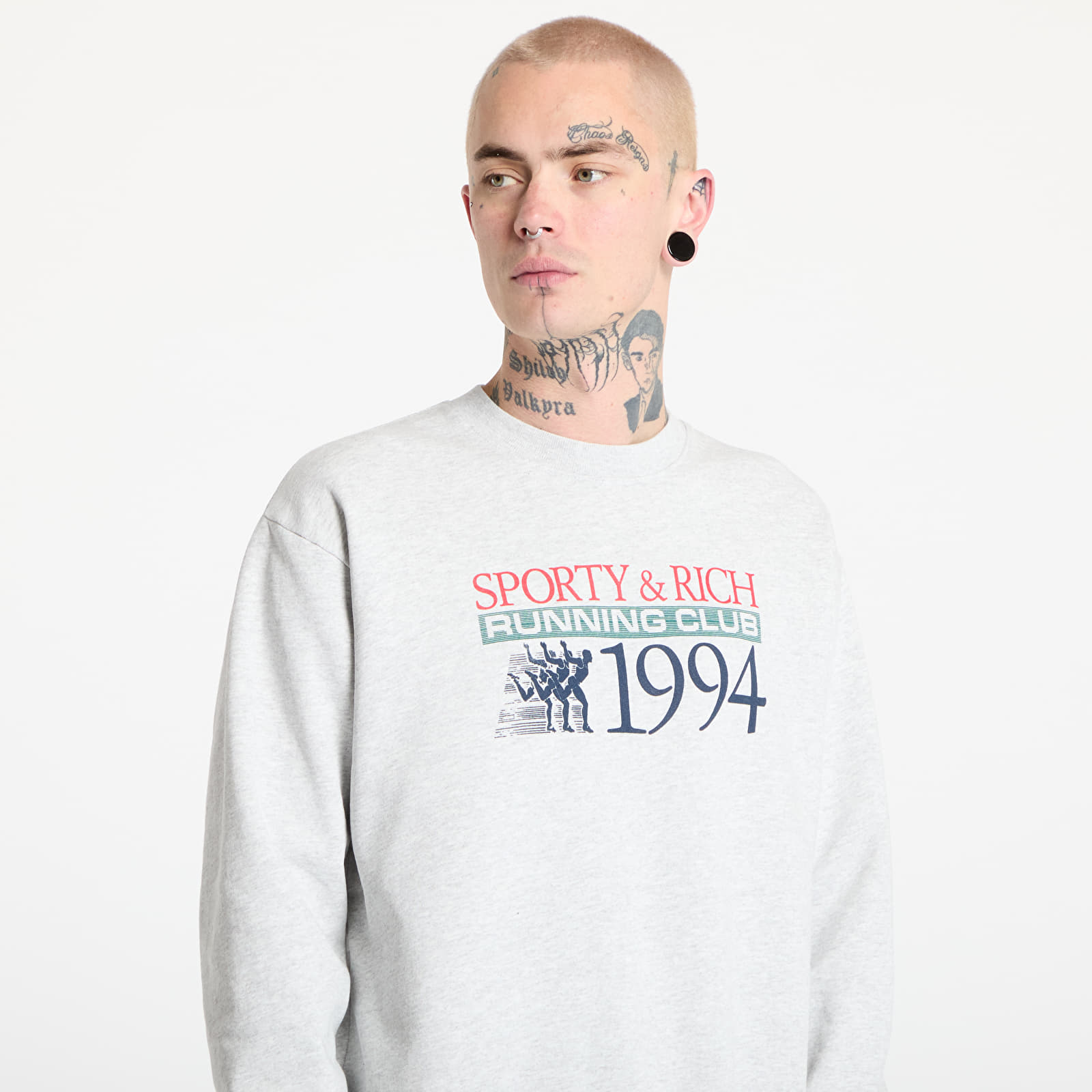 Hoodies and sweatshirts  Sporty & Rich Finish Line Crewneck UNISEX Heather Gray/ Lava/ Alpine/ Navy
