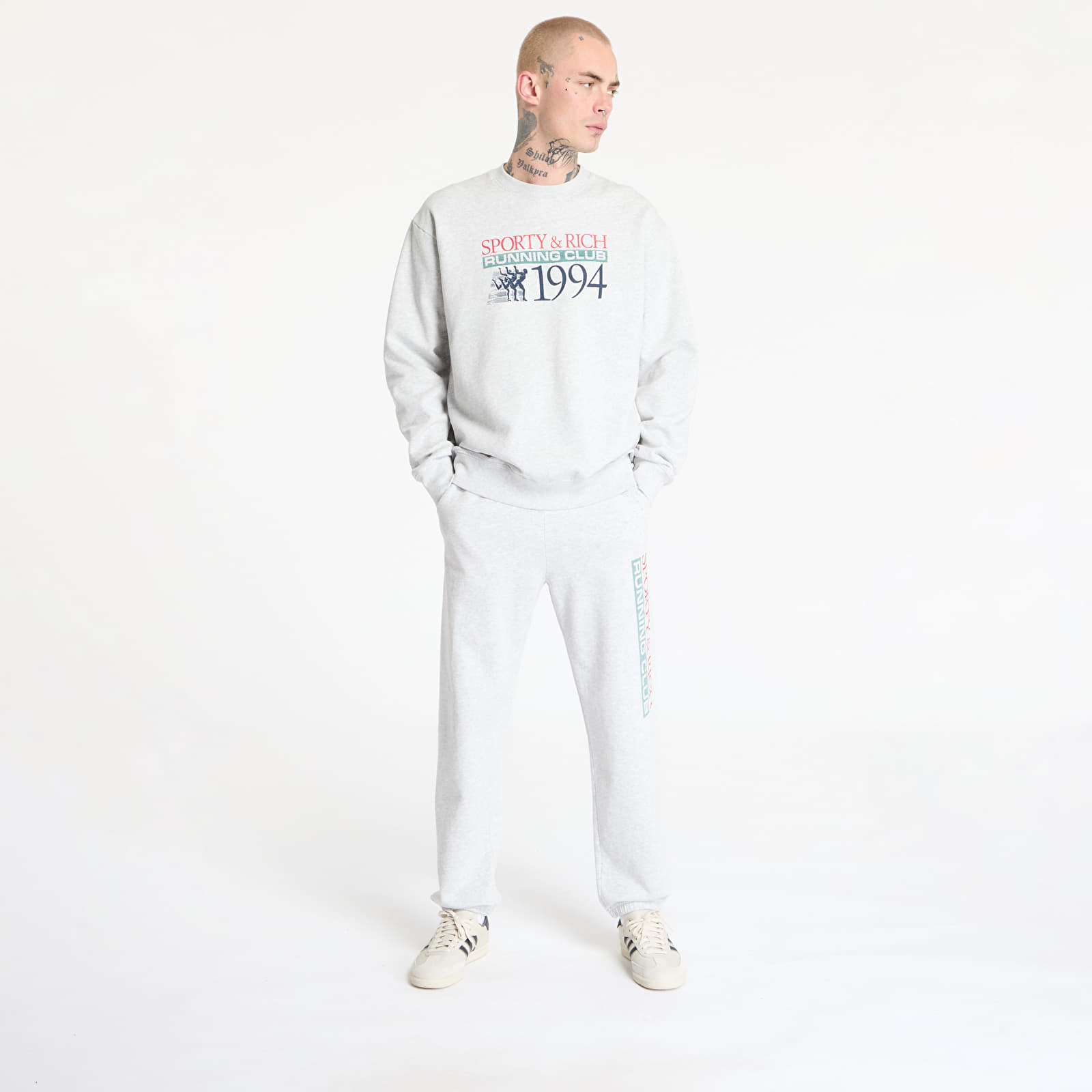 Hoodies and sweatshirts  Sporty & Rich Finish Line Crewneck UNISEX Heather Gray/ Lava/ Alpine/ Navy