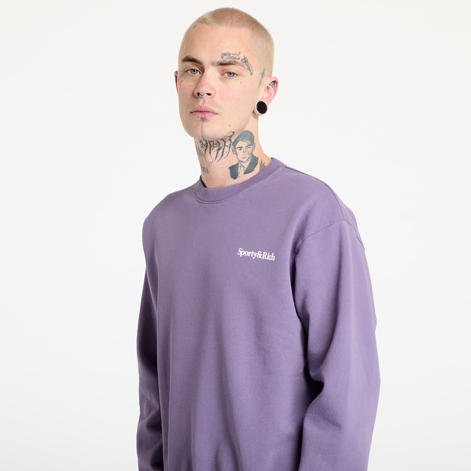 Hupparit ja collegepaidat Sporty & Rich Health Is Wealth Crewneck UNISEX Dusty Grape/ White