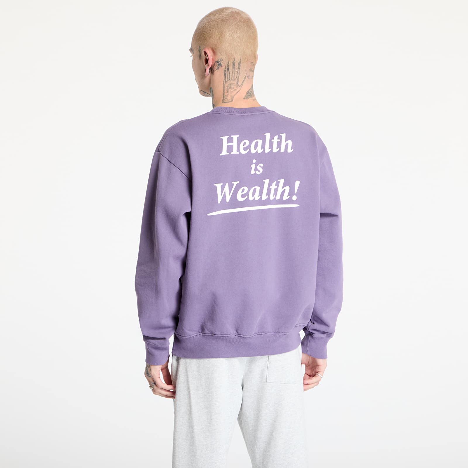 Hupparit ja collegepaidat Sporty & Rich Health Is Wealth Crewneck UNISEX Dusty Grape/ White