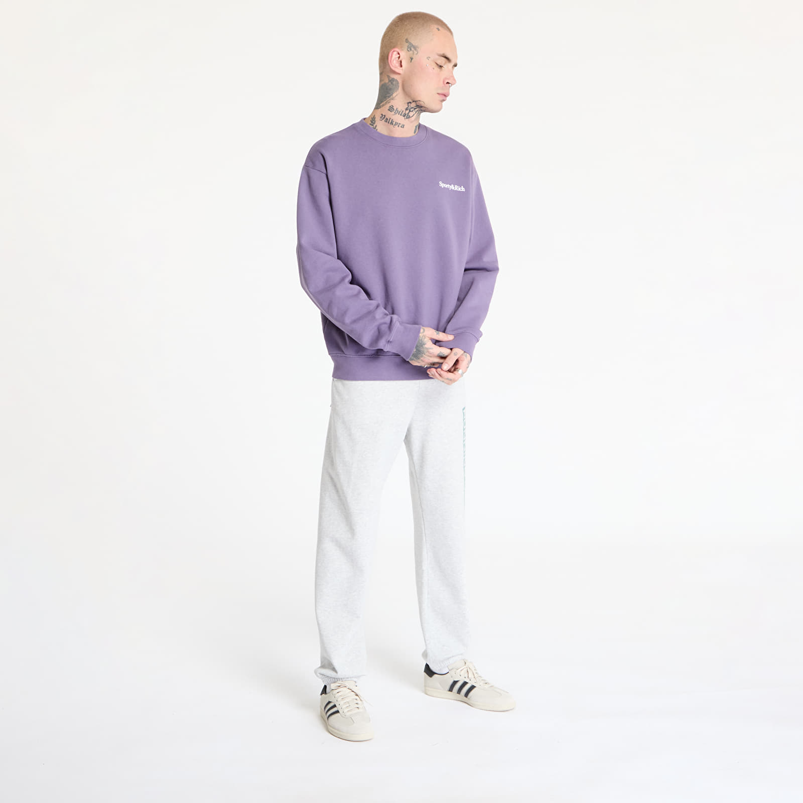 Hupparit ja collegepaidat Sporty & Rich Health Is Wealth Crewneck UNISEX Dusty Grape/ White