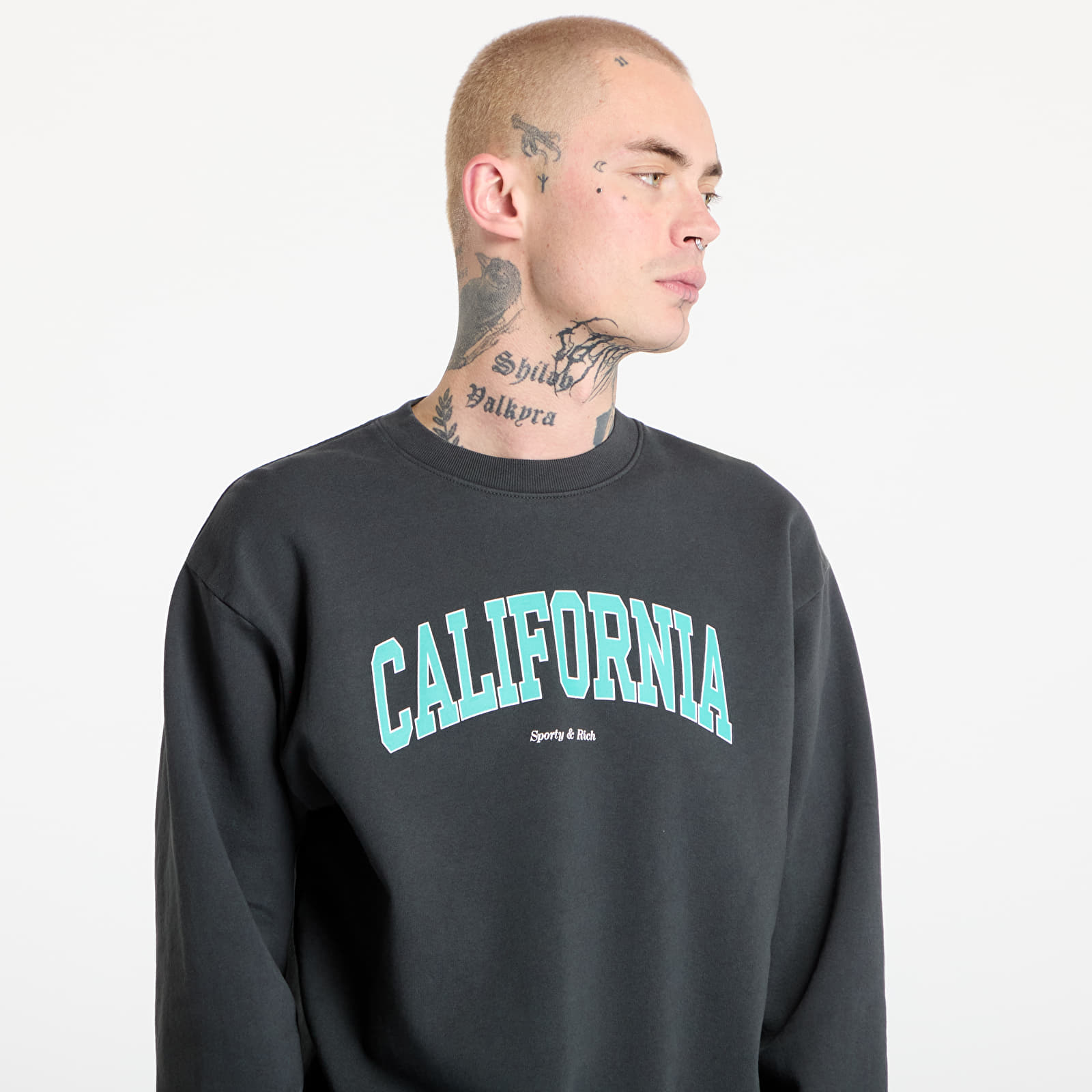 Hoodies and sweatshirts  Sporty & Rich California Crewneck UNISEX Faded Black/ Spring Green/ White