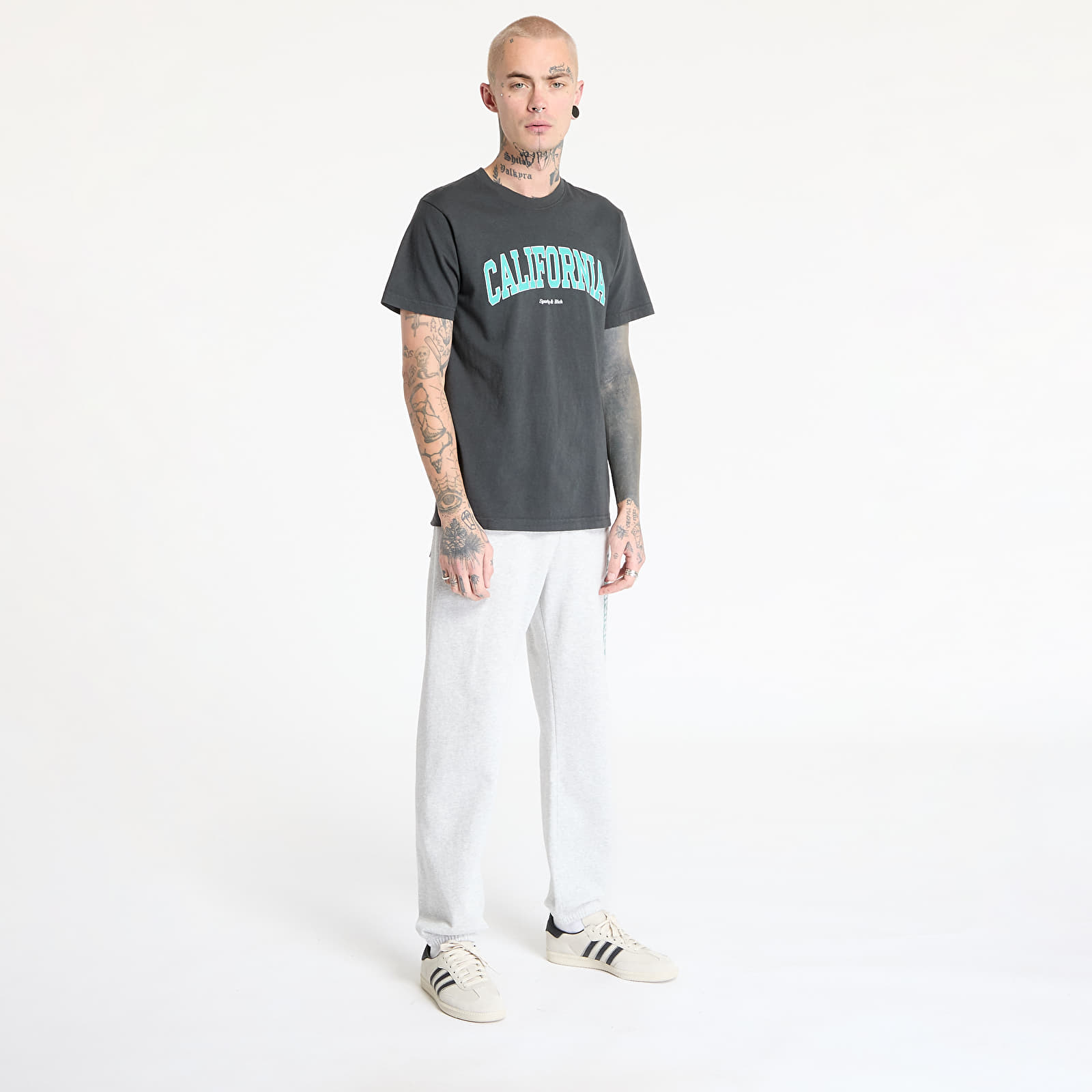 Koszulki Sporty & Rich California T-Shirt UNISEX Faded Black/ Spring Green/ White