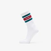 Sporty & Rich Serif Logo Striped Socks UNISEX White/ Navy/ Gold/ Navy