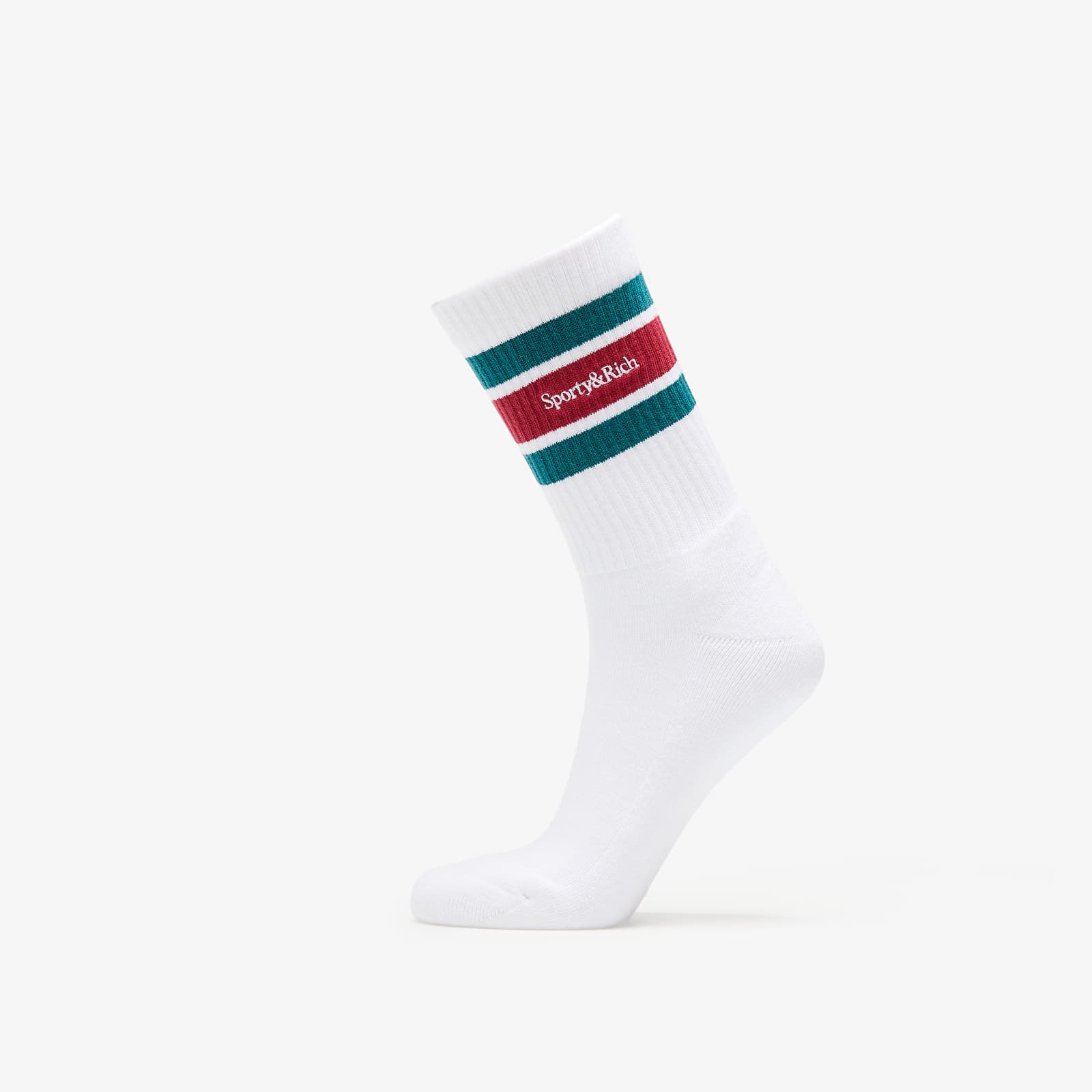 Socks Sporty & Rich Serif Logo Striped Socks UNISEX White/ Navy/ Gold/ Navy