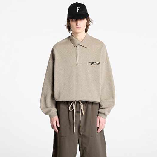 Mikina Fear Of God ESSENTIALS Fleece Polo Sweatshirt Heather Gray