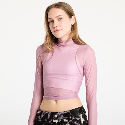 Koszulki Nike Zenvy Women s Dri FIT Long Sleeve Sheer Top Plum Dust White Footshop