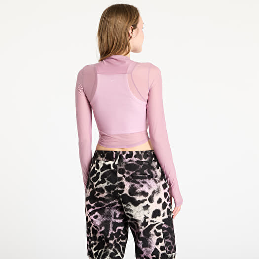 Koszulki Nike Zenvy Women s Dri FIT Long Sleeve Sheer Top Plum Dust White Footshop