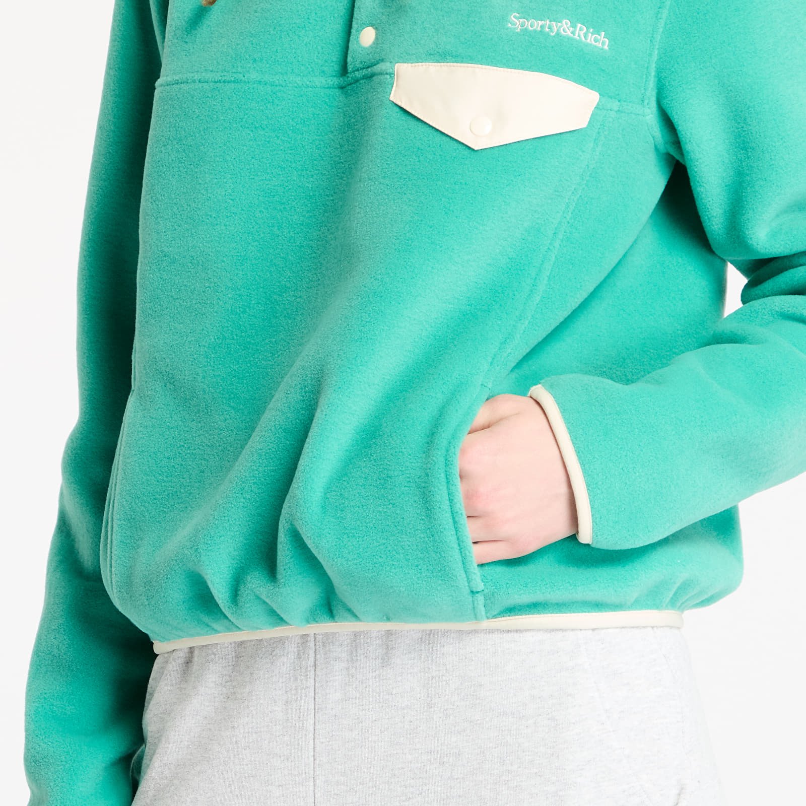 Sweatjacken und Sweatshirts Sporty & Rich Serif Logo Polar Sweatshirt UNISEX Spring Green/ Cream