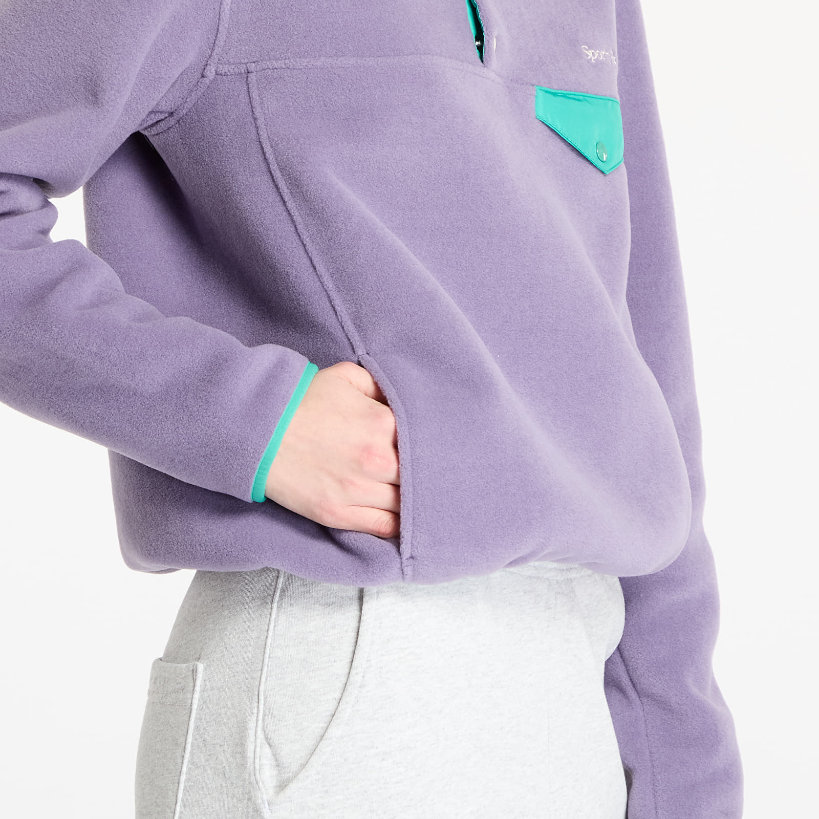 Mikiny Sporty & Rich Serif Logo Polar Sweatshirt UNISEX Dusty Grape/ Spring Green/ Cream