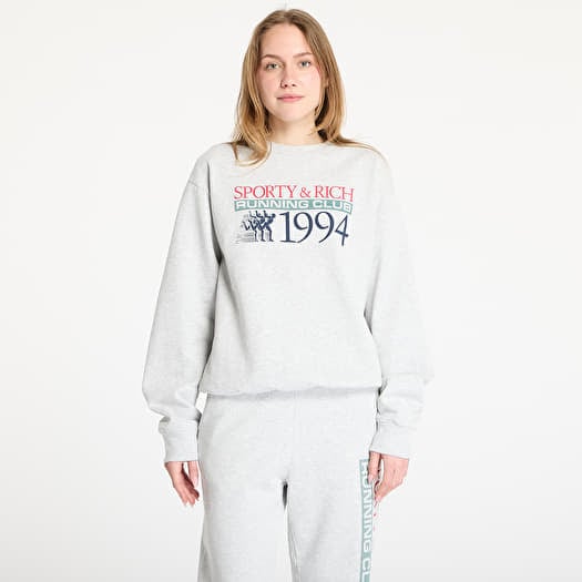 Sporty & Rich Finish Line Crewneck UNISEX Heather Gray/ Lava/ Alpine/ Navy