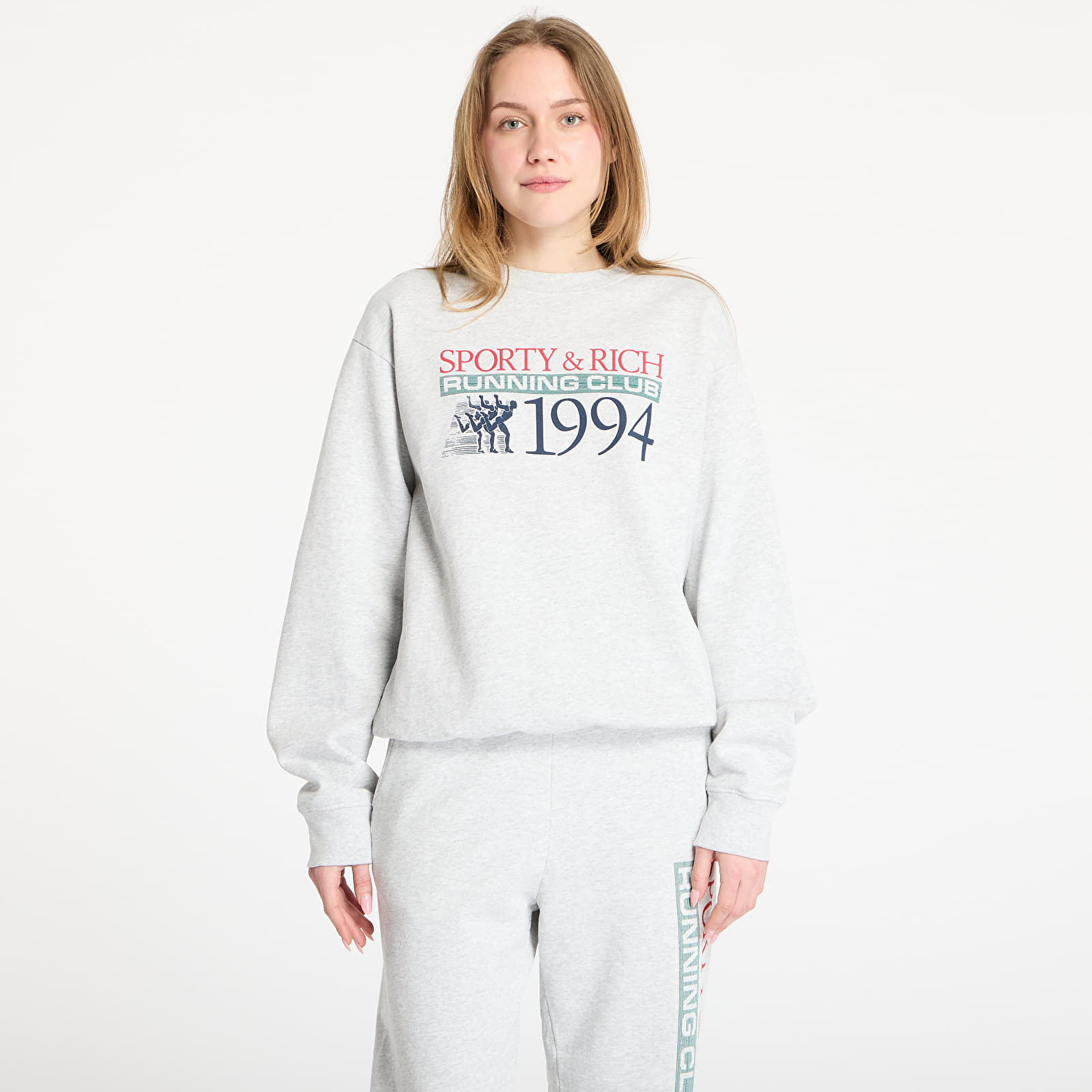 Hoodies and sweatshirts  Sporty & Rich Finish Line Crewneck UNISEX Heather Gray/ Lava/ Alpine/ Navy