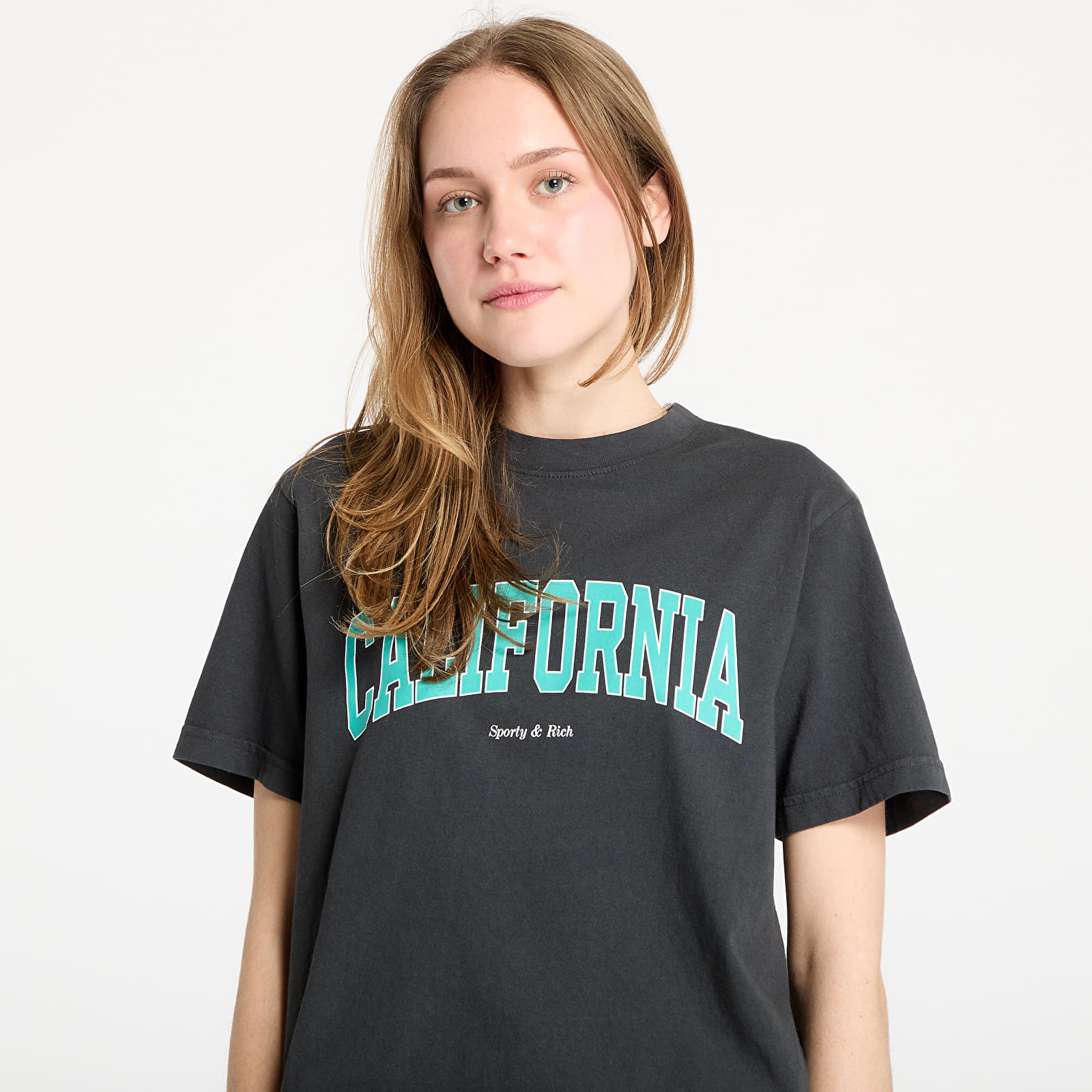 Koszulki Sporty & Rich California T-Shirt UNISEX Faded Black/ Spring Green/ White