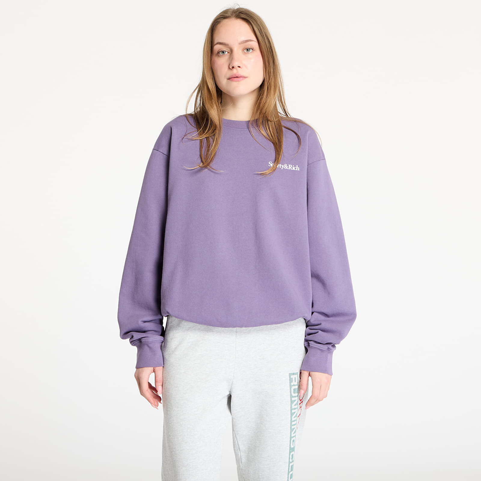 Hupparit ja collegepaidat Sporty & Rich Health Is Wealth Crewneck UNISEX Dusty Grape/ White