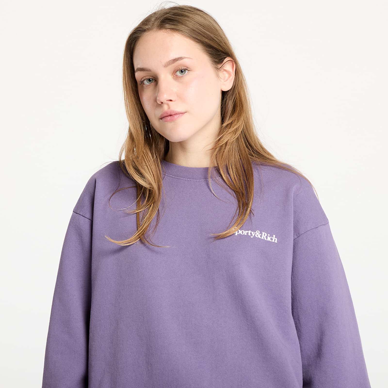 Hupparit ja collegepaidat Sporty & Rich Health Is Wealth Crewneck UNISEX Dusty Grape/ White