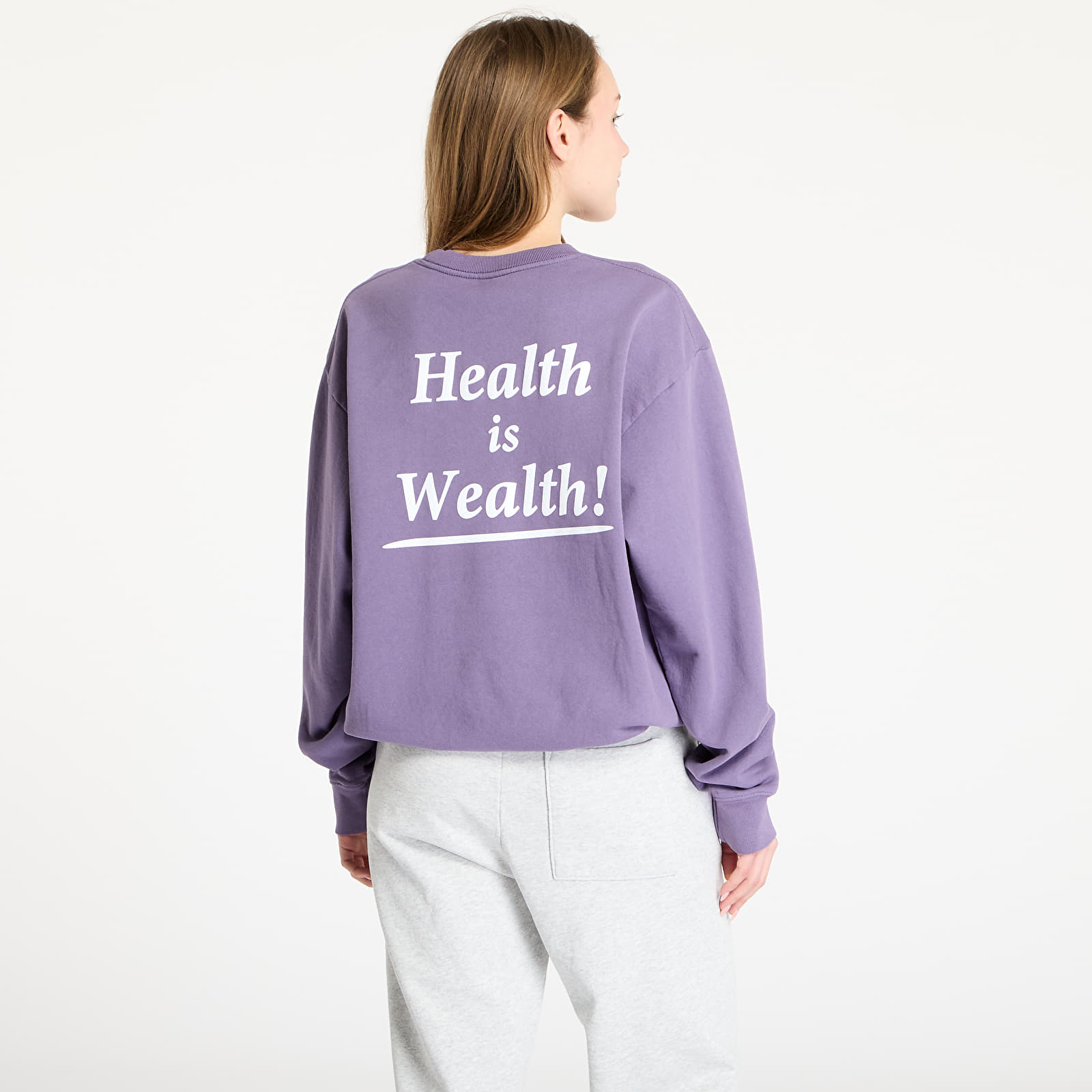 Hupparit ja collegepaidat Sporty & Rich Health Is Wealth Crewneck UNISEX Dusty Grape/ White
