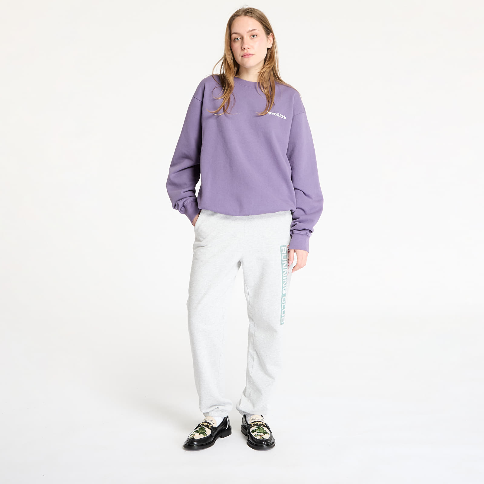 Hupparit ja collegepaidat Sporty & Rich Health Is Wealth Crewneck UNISEX Dusty Grape/ White