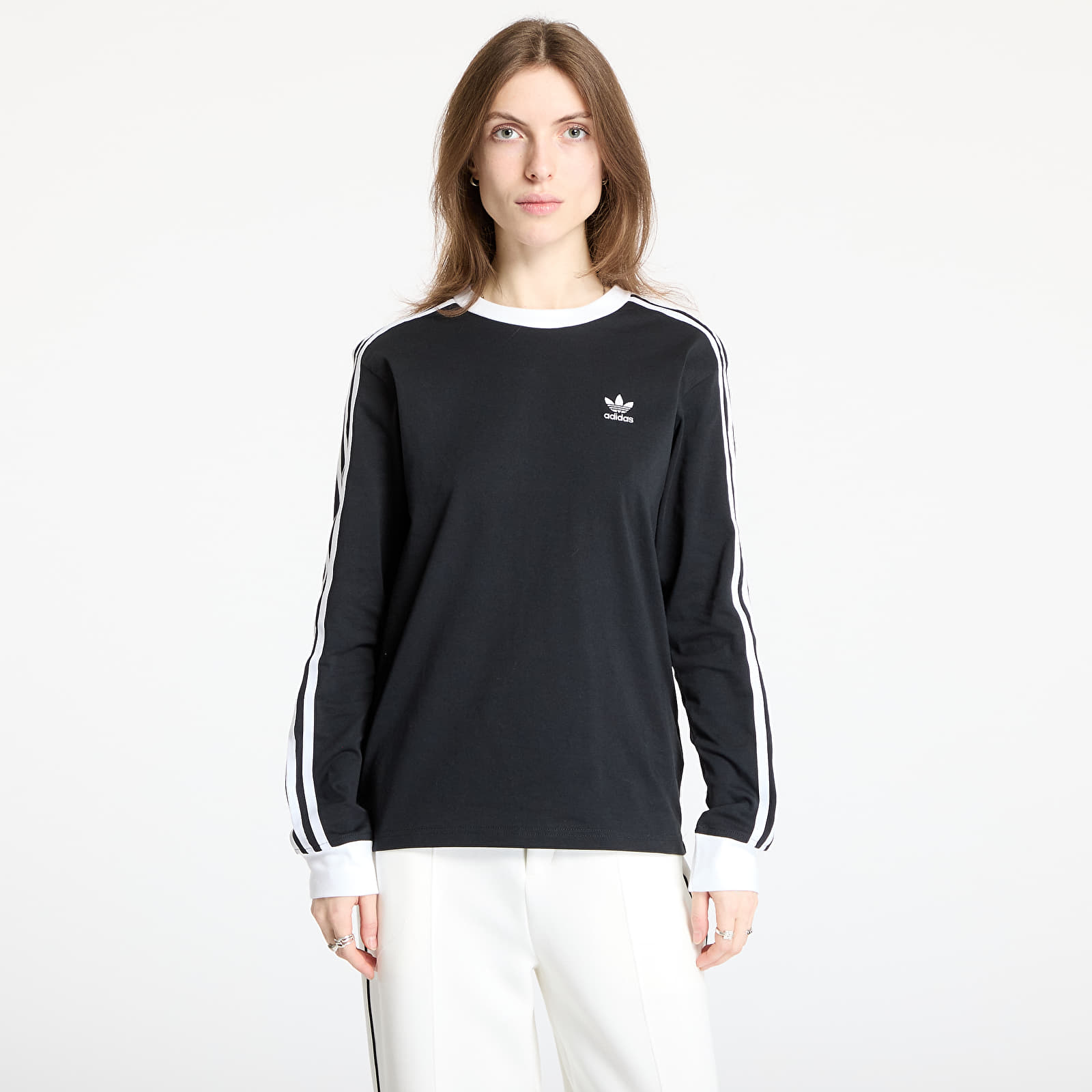 Dámská trička adidas Adicolor 3 Stripe Regular Long Sleeve Black