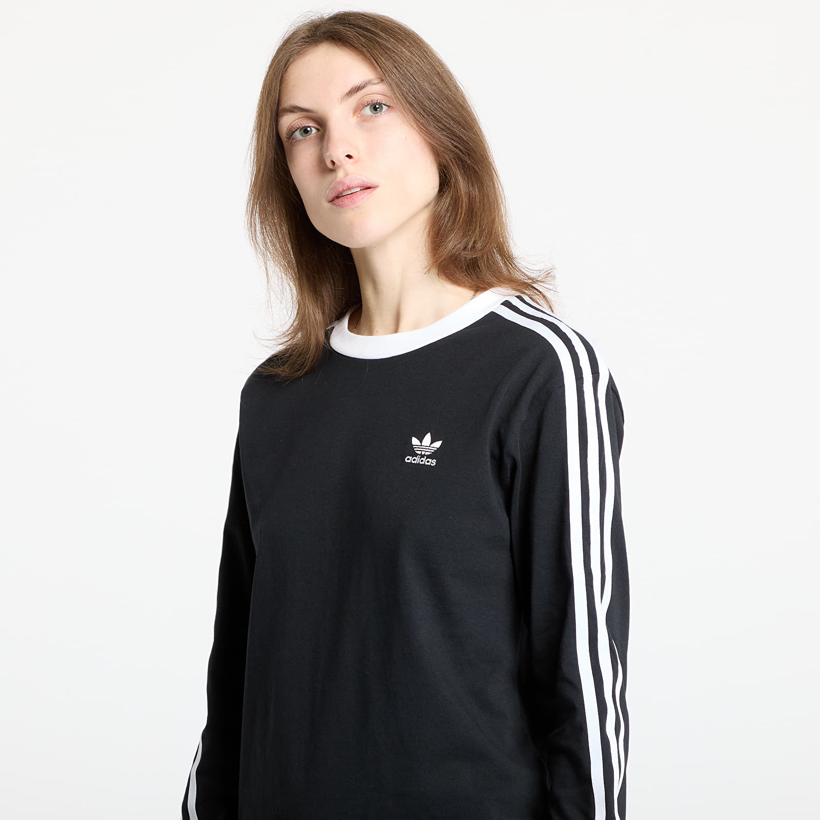 Dámská trička adidas Adicolor 3 Stripe Regular Long Sleeve Black