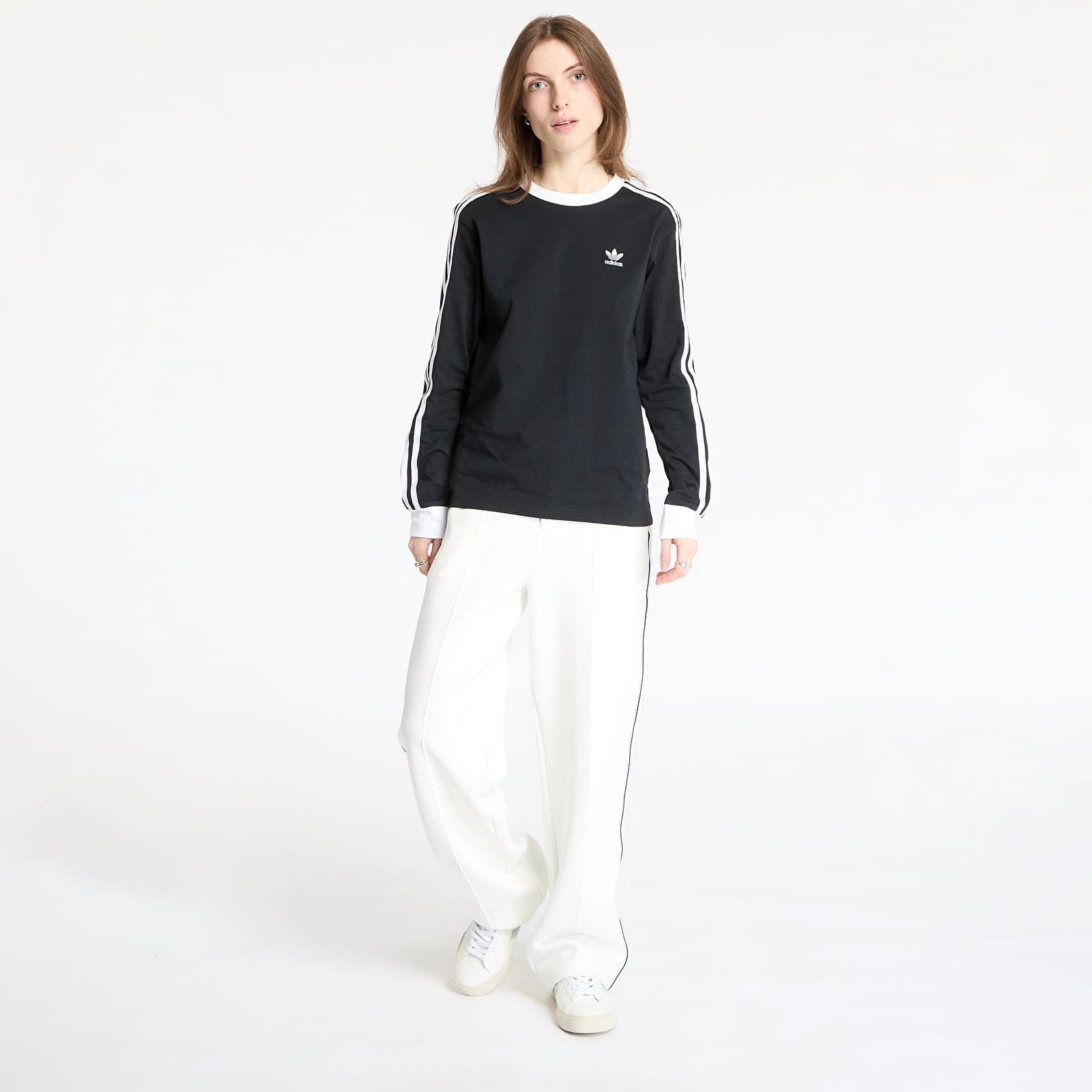Dámská trička adidas Adicolor 3 Stripe Regular Long Sleeve Black