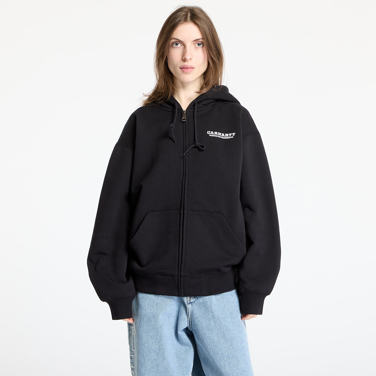 Kapucnis pulóverek és pulcsik Carhartt WIP Hooded Runaway Sweat Jacket UNISEX Black/ Wax Stone Washed