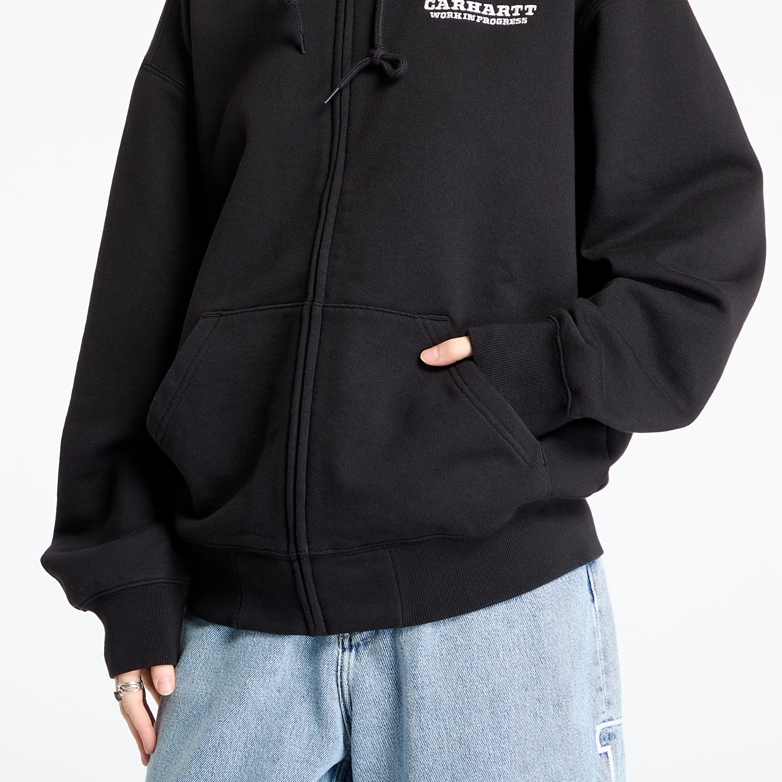 Kapucnis pulóverek és pulcsik Carhartt WIP Hooded Runaway Sweat Jacket UNISEX Black/ Wax Stone Washed