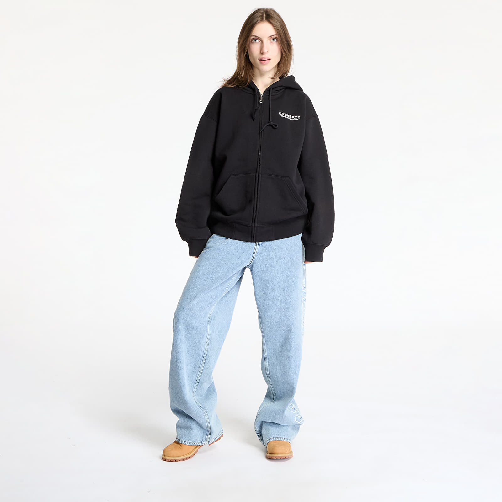 Kapucnis pulóverek és pulcsik Carhartt WIP Hooded Runaway Sweat Jacket UNISEX Black/ Wax Stone Washed