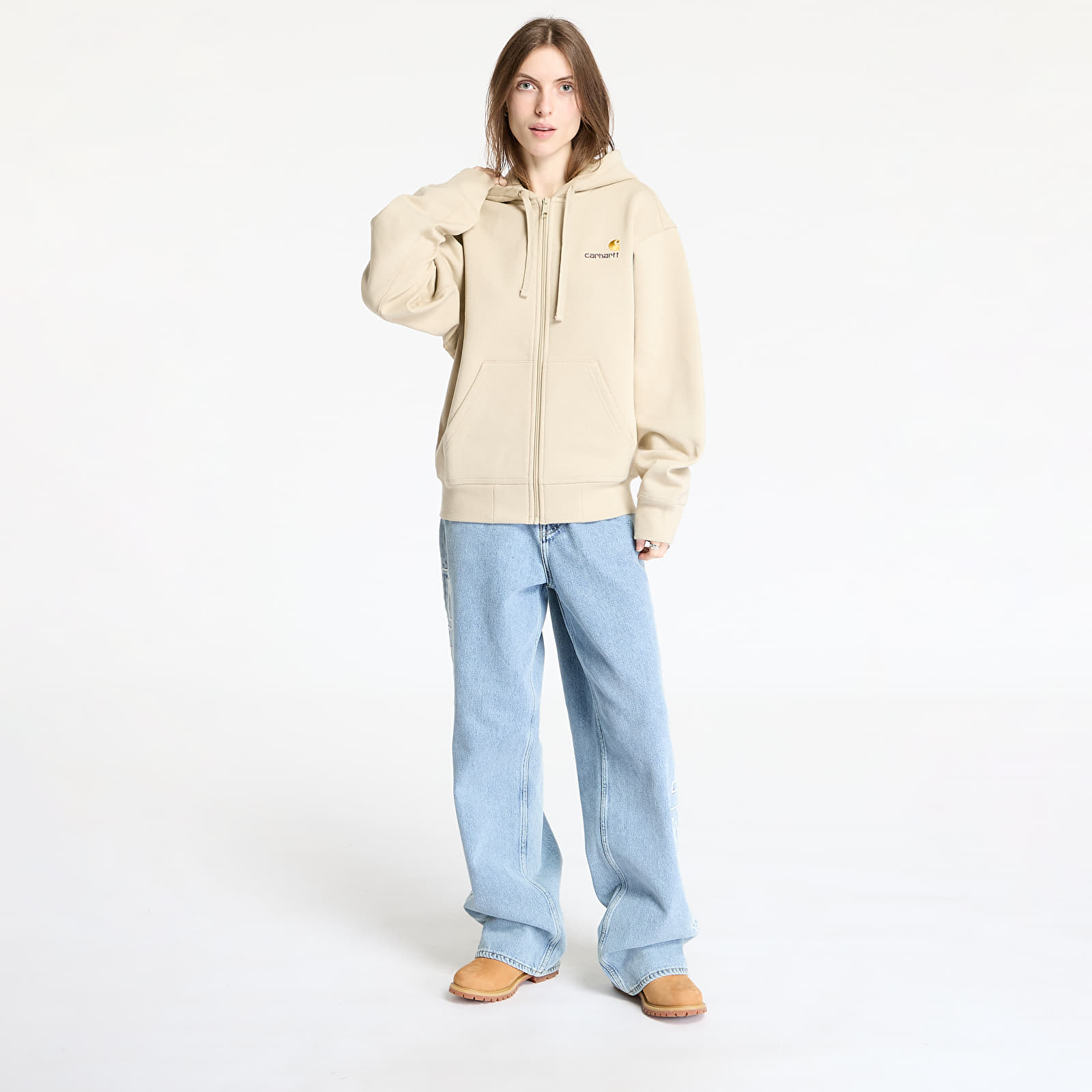 Sweatjacken und Sweatshirts Carhartt WIP Hooded American Script Jacket UNISEX Fleur De Sel