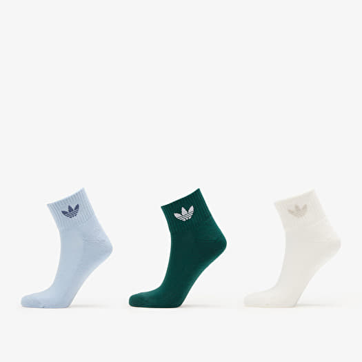 adidas Mid Ankle Sock 3-Pack Off White/ Collegiate Green/ Wonder Blue